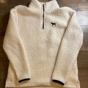 VS Pink White Sherpa Quarter Zip Jacket Size XS